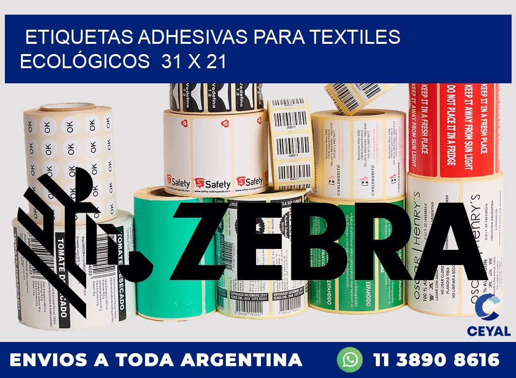 ETIQUETAS ADHESIVAS PARA TEXTILES ECOLÓGICOS  31 x 21