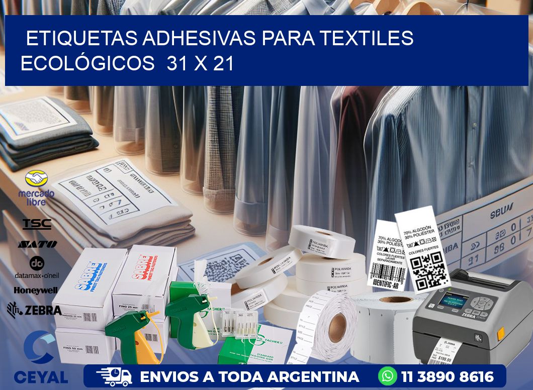 ETIQUETAS ADHESIVAS PARA TEXTILES ECOLÓGICOS  31 x 21