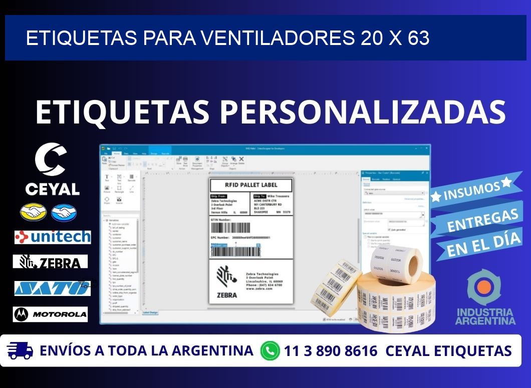 ETIQUETAS PARA VENTILADORES 20 x 63