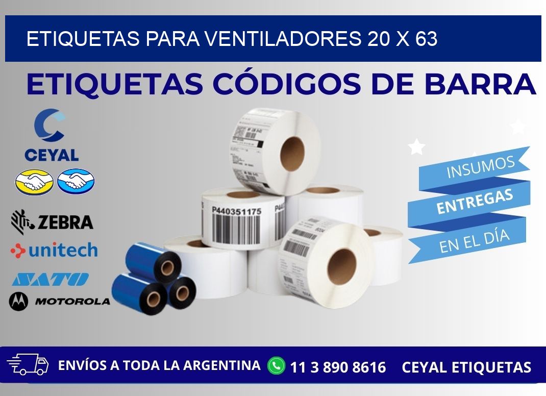 ETIQUETAS PARA VENTILADORES 20 x 63