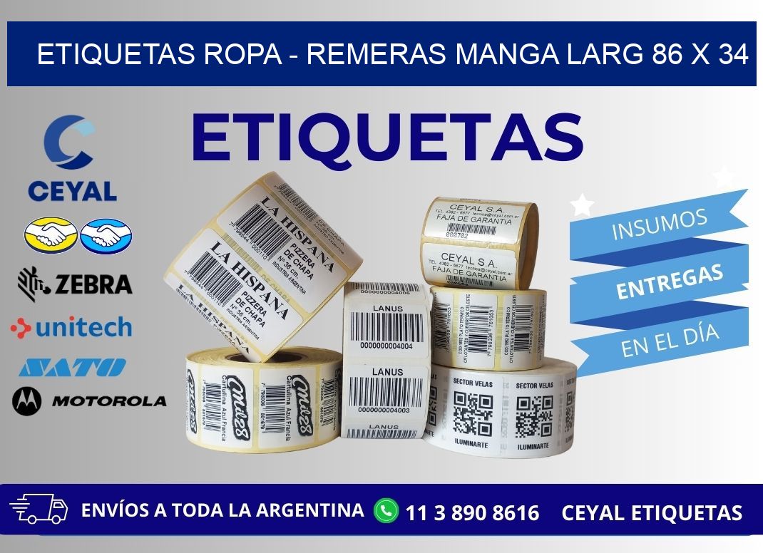 ETIQUETAS ROPA – REMERAS MANGA LARG 86 x 34