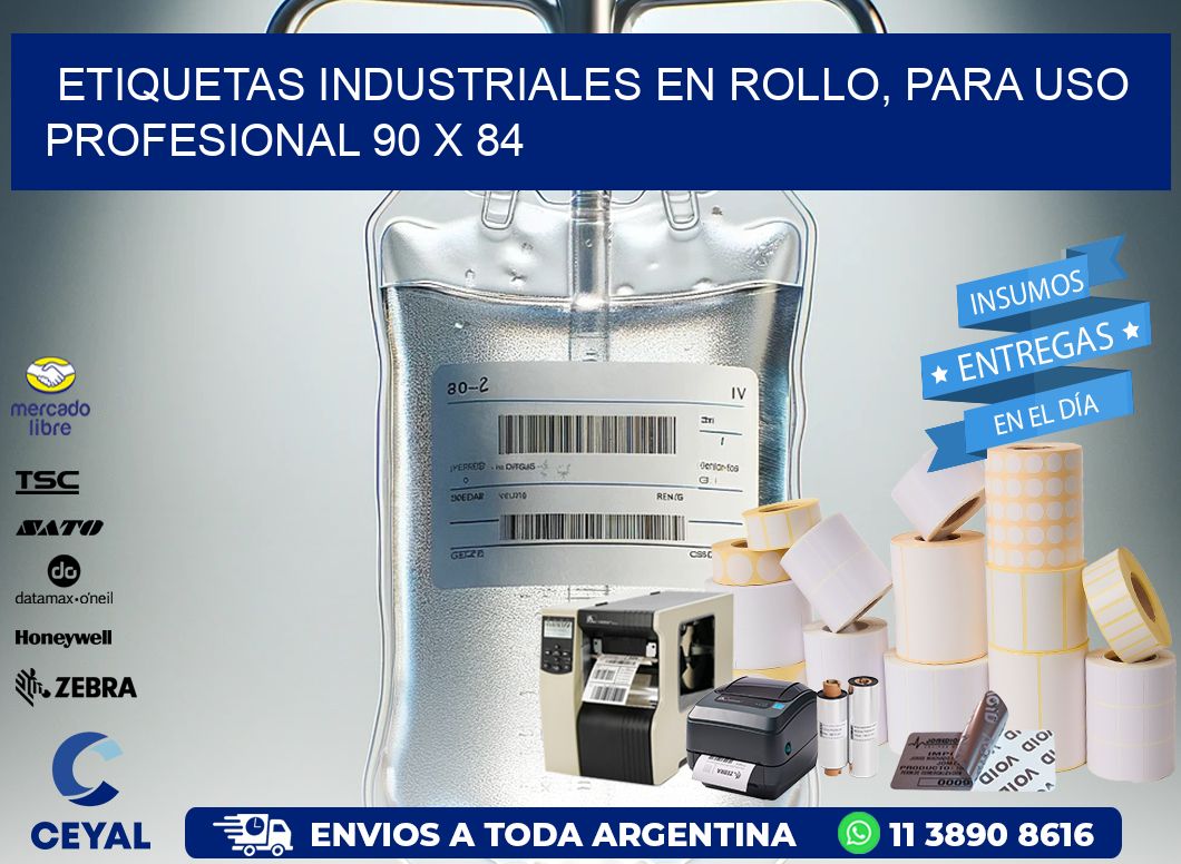 Etiquetas Industriales en Rollo, Para Uso Profesional 90 x 84