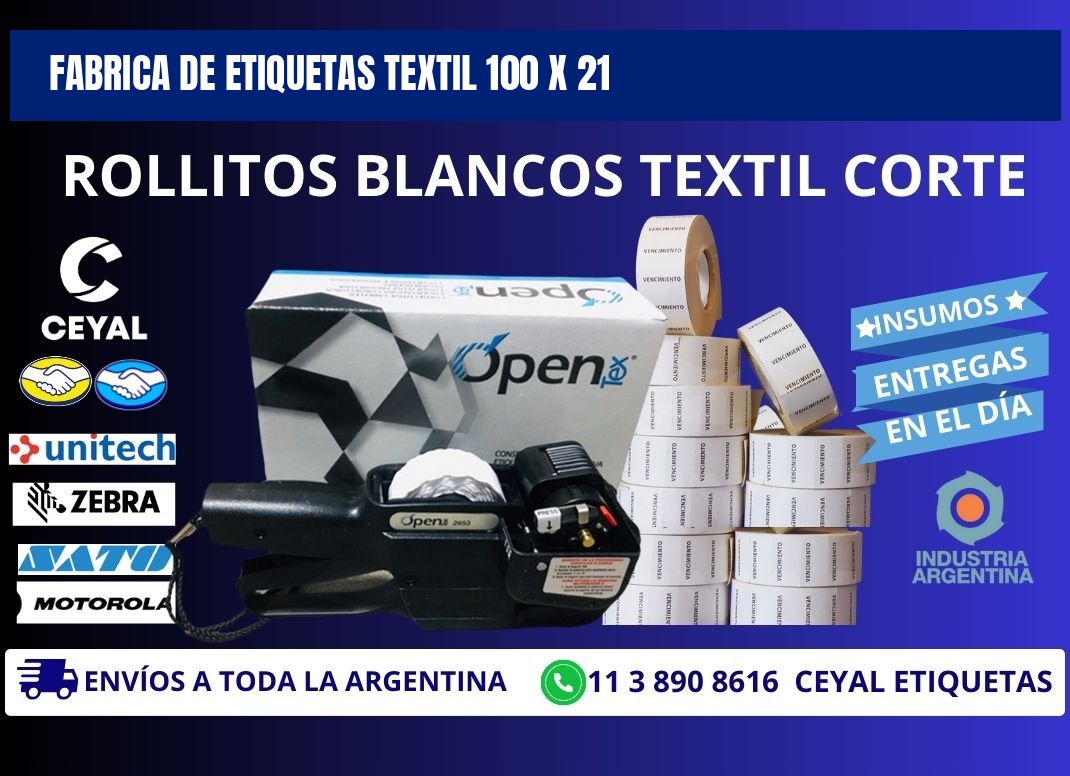 FABRICA DE ETIQUETAS TEXTIL 100 x 21