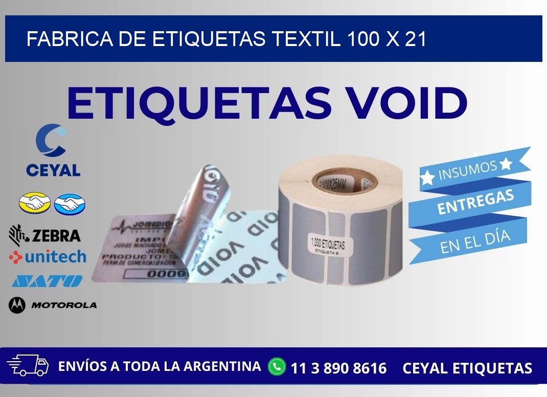 FABRICA DE ETIQUETAS TEXTIL 100 x 21