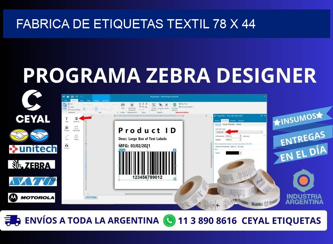 FABRICA DE ETIQUETAS TEXTIL 78 x 44