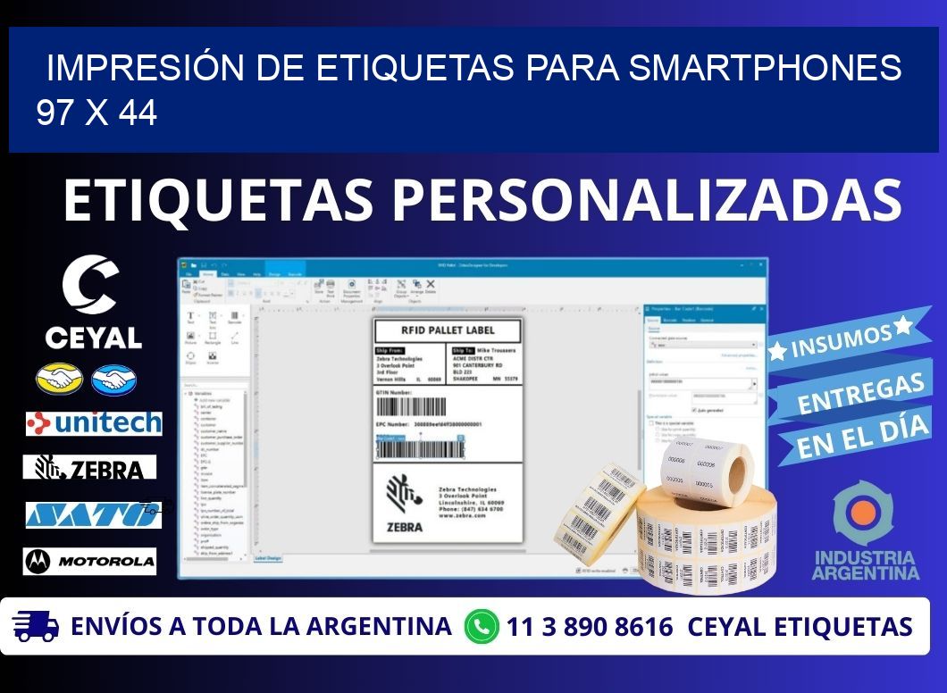 IMPRESIÓN DE ETIQUETAS PARA SMARTPHONES 97 x 44