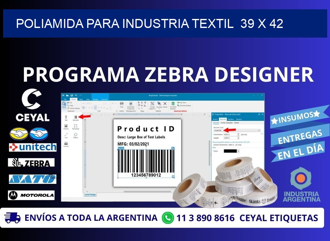 POLIAMIDA PARA INDUSTRIA TEXTIL  39 x 42