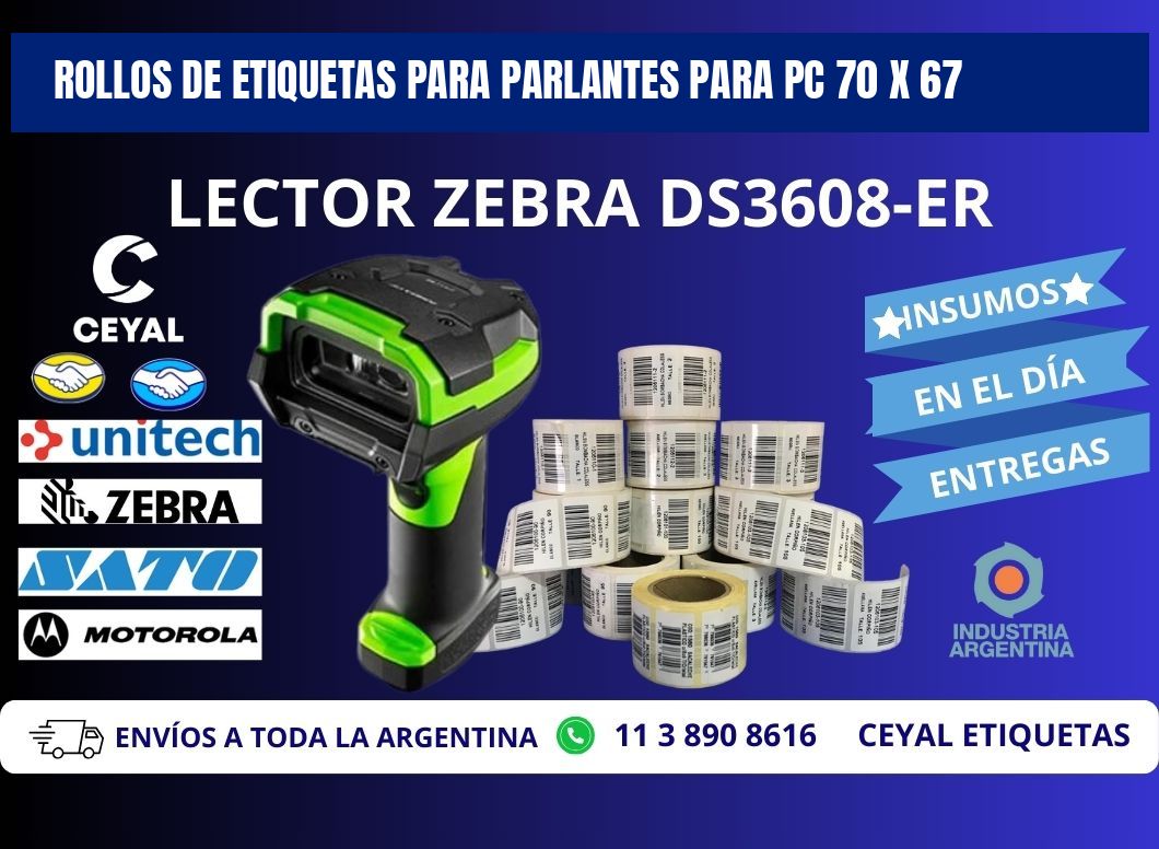 ROLLOS DE ETIQUETAS PARA PARLANTES PARA PC 70 x 67