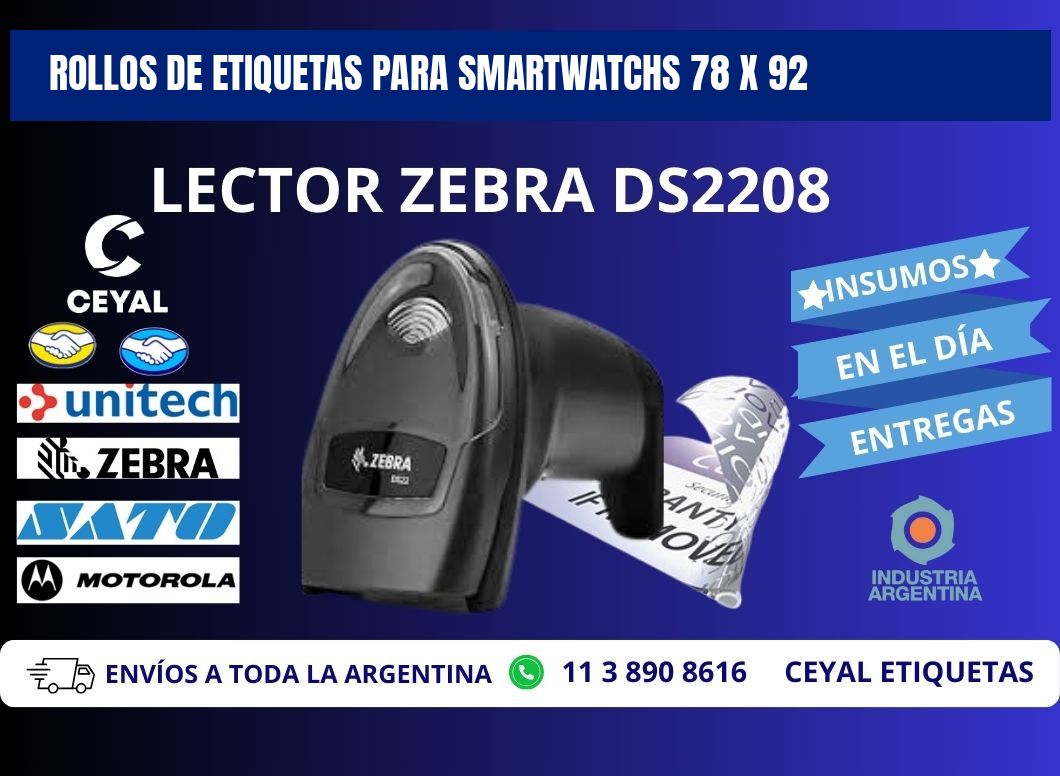 ROLLOS DE ETIQUETAS PARA SMARTWATCHS 78 x 92