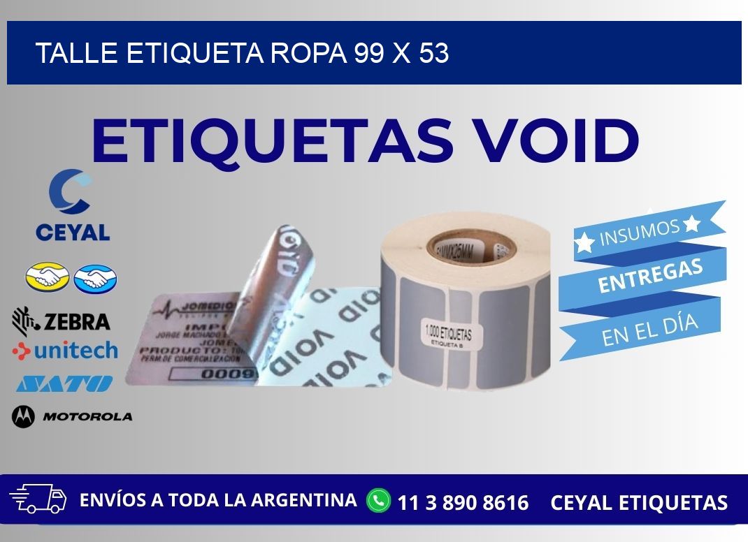 TALLE ETIQUETA ROPA 99 x 53